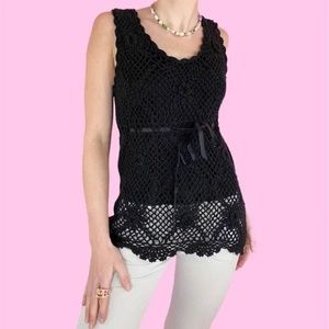 🚨FINAL SALE🚨 AGB Black Crochet Tunic Top